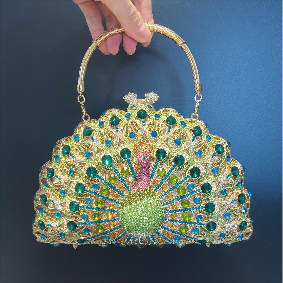 Peacock Diamond Luxury Evening Handbag - Image 5